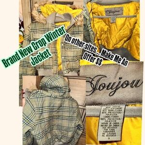 NWOT PLAID GREEN CROP TOP STYLE LIGHT JACKET